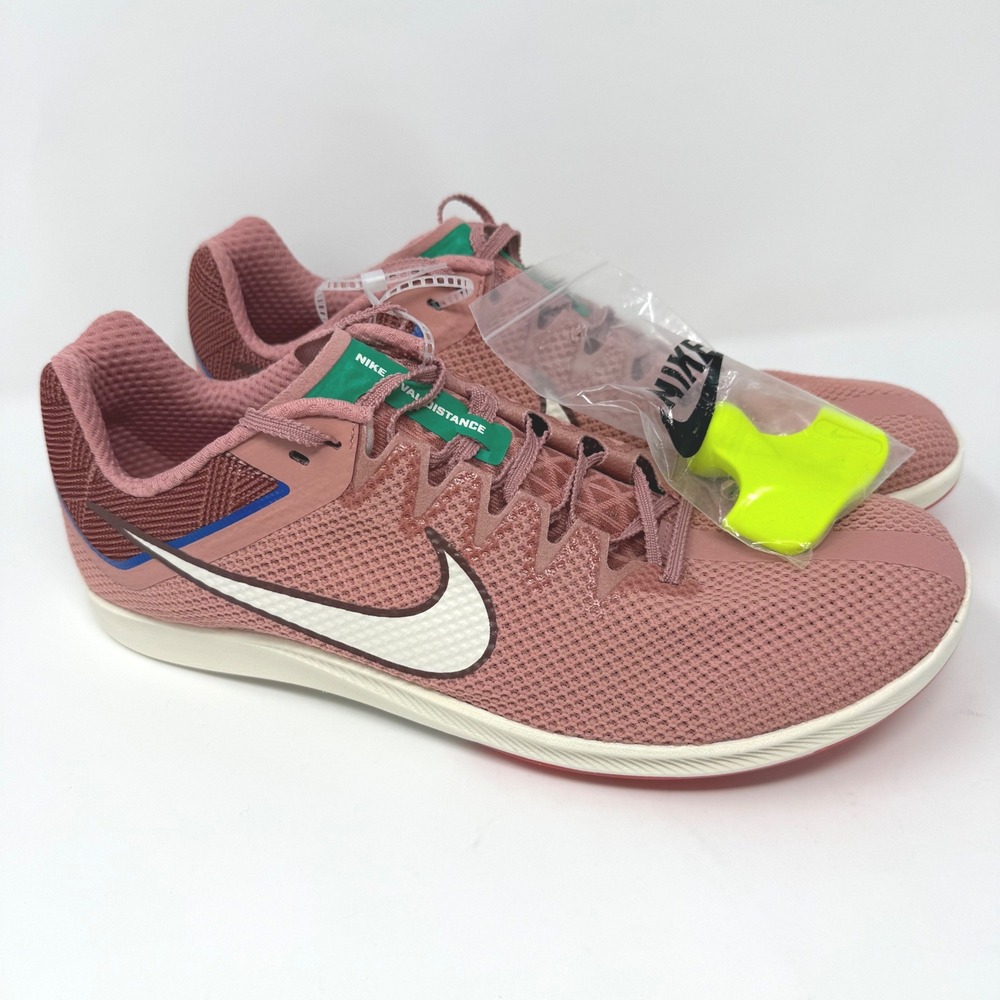 Nike Rival Distance‎ Track Spikes Mens 11.5 Pink Green Racing Shoes NEW